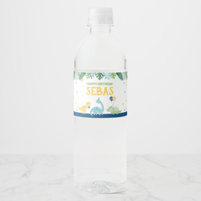 Dinosaur Birthday Vattenflaskor Etikett (Framsida)