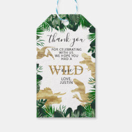 Dinosaur Birthday Vild ett favorittema för Tack Presentetikett