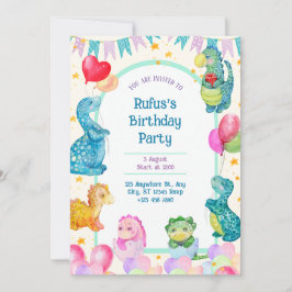 Dinosaur Birthday Watercolor-inbjudan Tack Kort