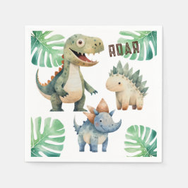 Dinosaur Birthday Watercolor Pappersservett