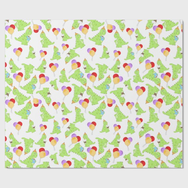 Dinosaur Birthday Wrapping Papper Presentpapper (Platt)