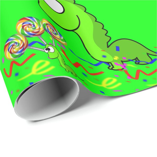 Dinosaur Birthday Wrapping Papper Presentpapper (Rullad Hörn)