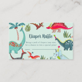 Dinosaur Blå Babyfirande Blöja-Lottning Inclosure  Tilläggskort