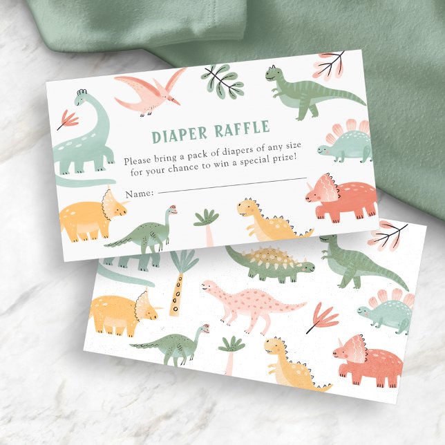 Dinosaur blöja lotteri tilläggskort (Dinosaur Diaper Raffle Enclosure Card
)