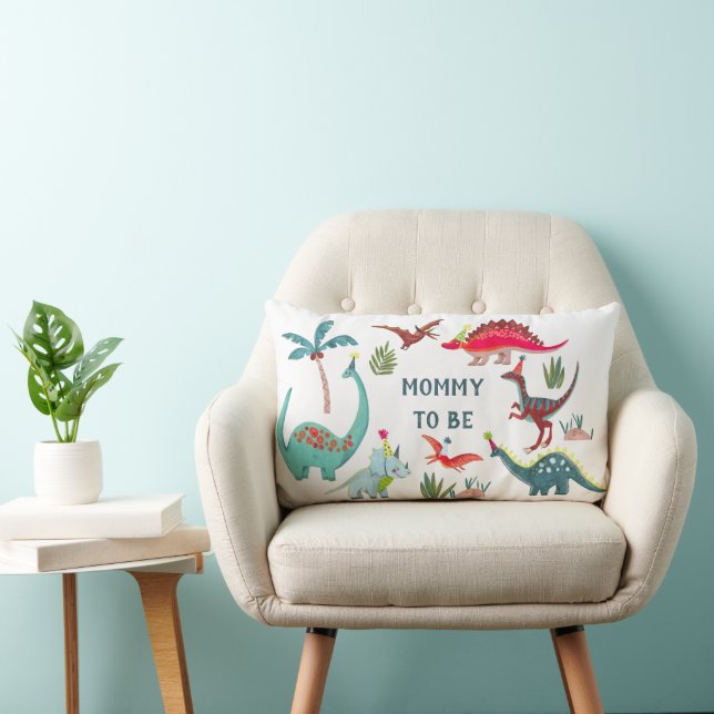 Dinosaur Blue Baby dusch mamma att vara party Lumbarkudde (Stol)