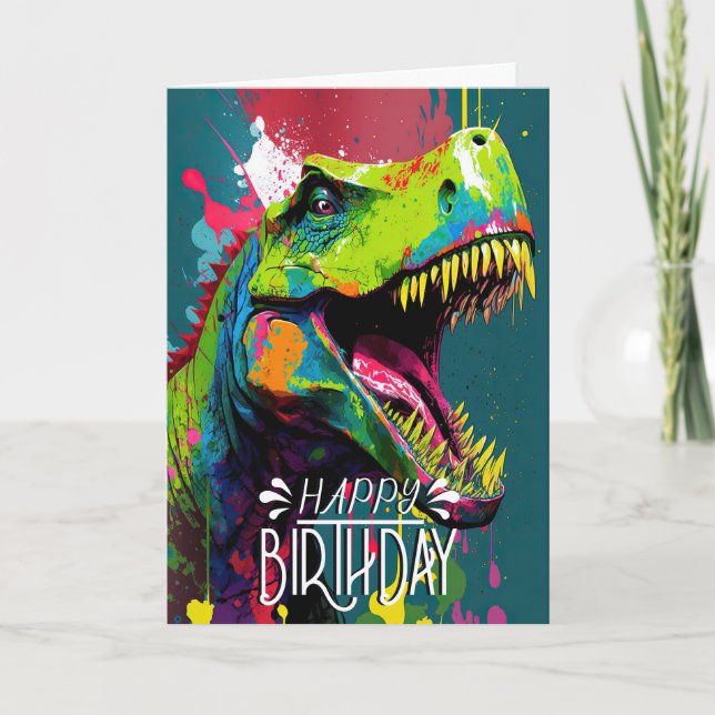 Dinosaur Blue Children Jurassic Card Kort (Framsida)