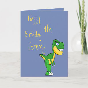 Dinosaur Blue Cute Boys Age Birthday Kort