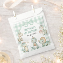 Dinosaur Blue Gingham 1st Birthday Party