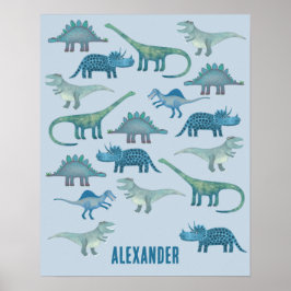 Dinosaur Blue-Personlig Poster