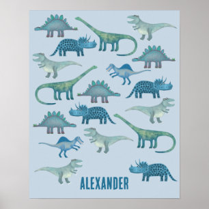 Dinosaur Blue-Personlig Poster