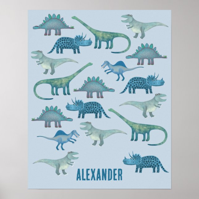 Dinosaur Blue-Personlig Poster (Framsidan)