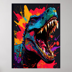 Dinosaur Blue T Rex-barn Poster