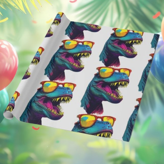 Dinosaur Blue T Rex Jurassic Coola Presentpapper ( vibrant blue boy and girl dinosaur themes that inspire fun, and unforgettable memories)