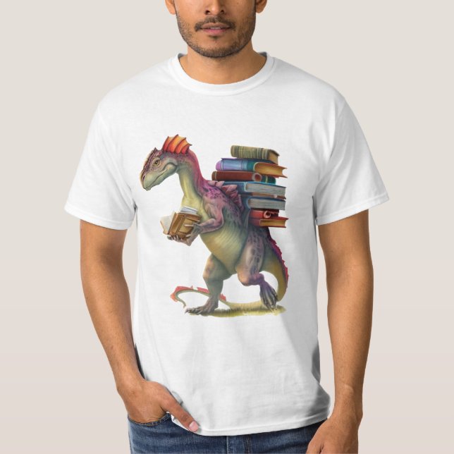 Dinosaur Bok mask - Cute Fantasy Reading Älskare D T Shirt (Framsida)