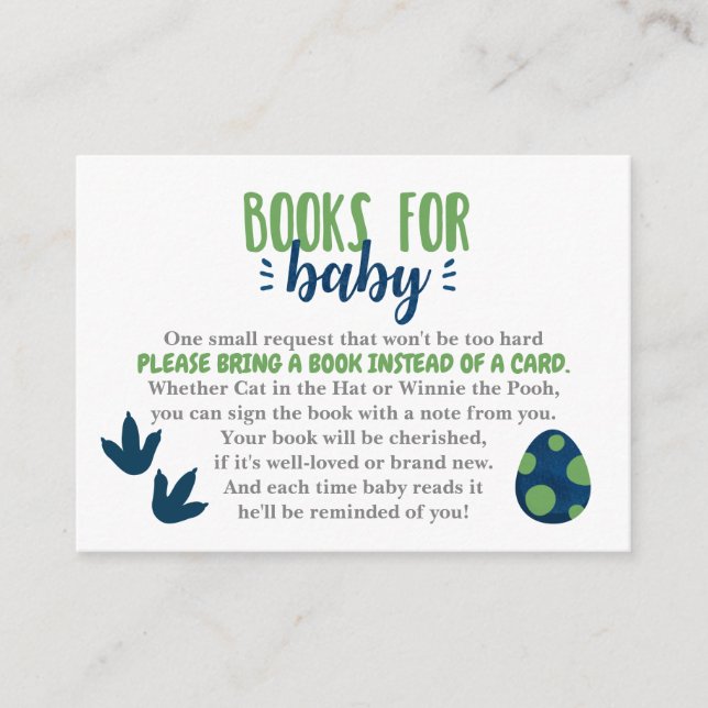 Dinosaur Bokar för inbjudan till Baby Infoga (Framsida)