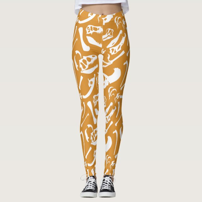 Dinosaur Bones (Guld) Leggings (Framsida)