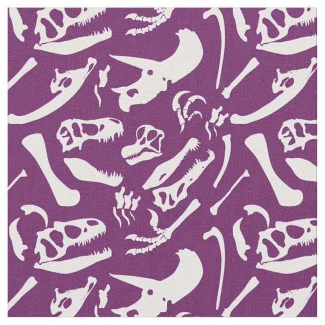 Dinosaur Bones (Lila) Tyg (Närbild)