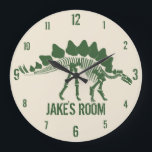 Dinosaur Bones Personlig Stor Klocka<br><div class="desc">Anpassa den här dinosaurieklockan med namn.  Dosinosauriben i grönt.</div>