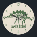 Dinosaur Bones Personlig Stor Klocka<br><div class="desc">Anpassa den här dinosaurieklockan med namn. Dosinosauriben i grönt.</div>
