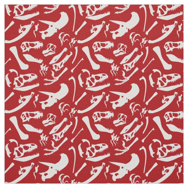 Dinosaur Bones (röd) Tyg (Provkarta)