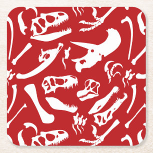 Dinosaur Bones (röd) Underlägg Papper Kvadrat