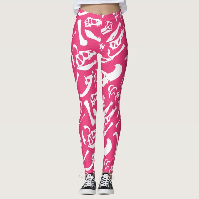 Dinosaur Bones (Rosa) Leggings (Framsida)