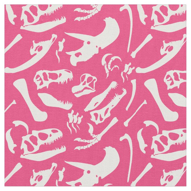 Dinosaur Bones (Rosa) Tyg (Närbild)