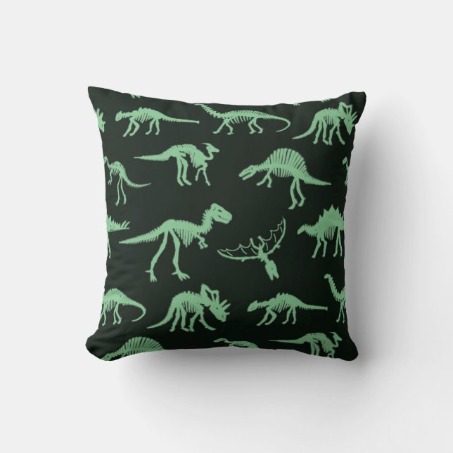 Dinosaur Bones Vintage Silhouette Illustration. Kudde (Framsida)