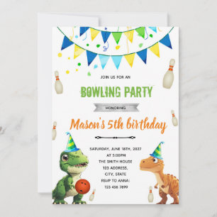 Dinosaur Bowling födelsedagsinbjudan Inbjudningar