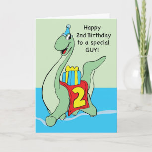 Dinosaur Boy, 2:a födelsedagen, med nuvarande och Kort