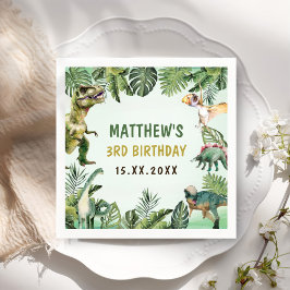 Dinosaur Boy 3rd Birthday Party Pappersservett