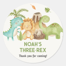 Dinosaur Boy Birthday Favor Stickers Trex Runt Klistermärke