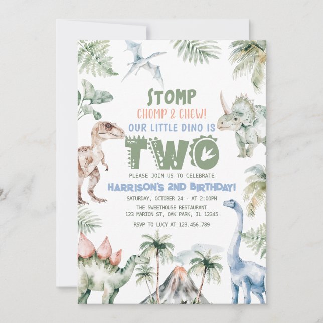 Dinosaur Boy Dino Födelsedagsfest Inbjudningar (Framsida)