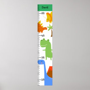 Dinosaur Boy Dino Growth Chart Personlig Poster