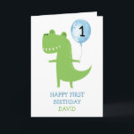 Dinosaur Boy First Birthday Balloon Kids Cute Kort<br><div class="desc">Dinosaur Boy First Birthday Balloon Kids Cute</div>