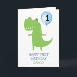 Dinosaur Boy First Birthday Balloon Kids Cute Kort<br><div class="desc">Dinosaur Boy First Birthday Balloon Kids Cute</div>