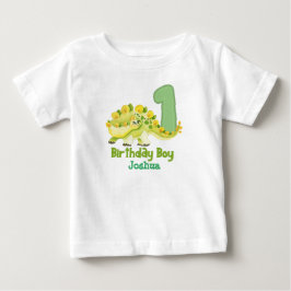 Dinosaur Boy First Birthday med Namn Baby T-Shirt