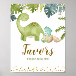 Dinosaur Boy Watercolor Favor-tecken Poster