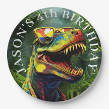 Dinosaur Boys Birthday Pappra Tallrikar