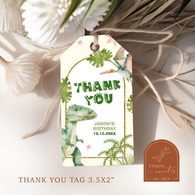 Dinosaur Boy's Gift Märkres Presentetikett (Skapare uppladdad)