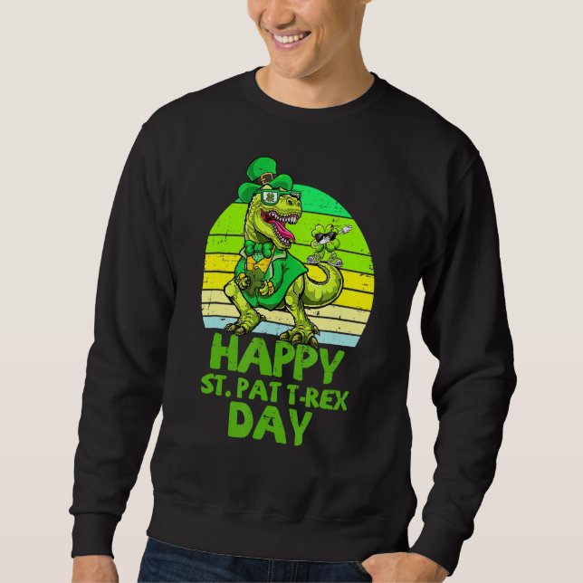 Dinosaur Boys Kids St Patri, lycklig St. Lång Ärmad Tröja (Framsida)
