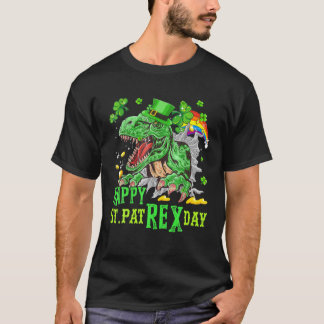 Dinosaur Boys lycklig St Pat Trex Day Saint patric T Shirt