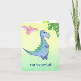 Dinosaur Boy's Namn & Age Cute Birthday bjudande Kort