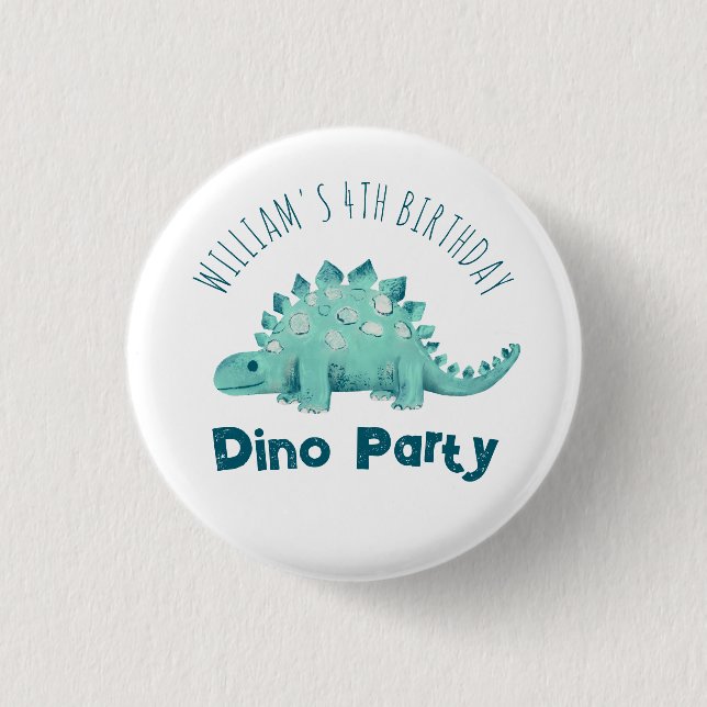 Dinosaur Boys Party Stegosaurus Knapp (Framsida)