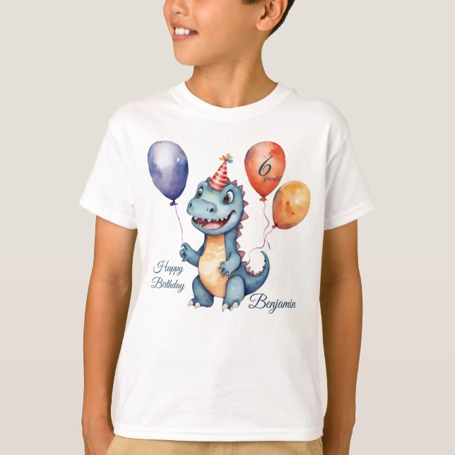 Dinosaur Boys Personlig Birthday T Shirt (Framsida)
