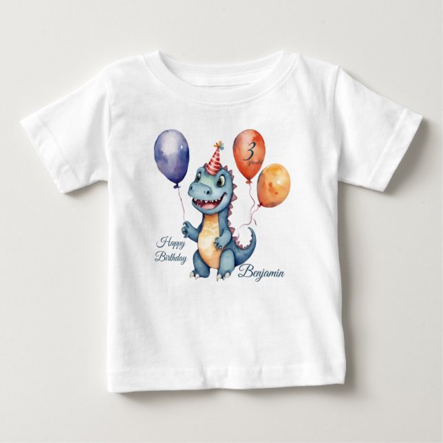 Dinosaur Boys Personlig Birthday T Shirt (Framsida)