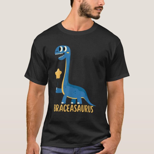 Dinosaur  Braces BRACEASAURUS Orthodontist T Shirt (Framsida)