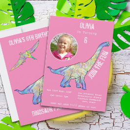 Dinosaur Brachiosaurus Girls Birthday Rosa Photo