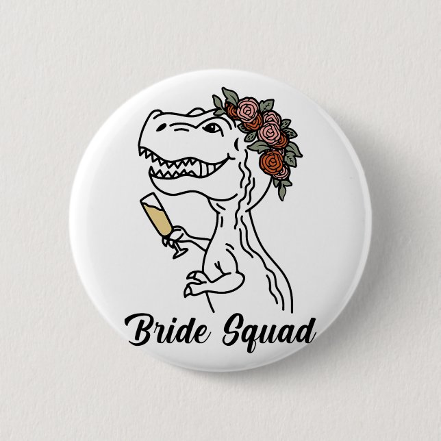 Dinosaur Bride Squad Bridesmaid Bachelorette Party Knapp (Framsida)