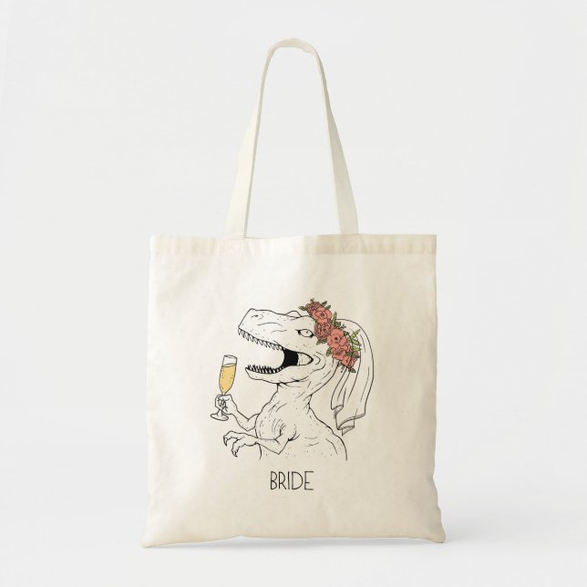 Dinosaur Bride Tote Bag Tygkasse (Framsidan)